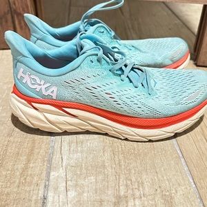 Hoka One one running shoes women’s. Blue sneakers Training Road .